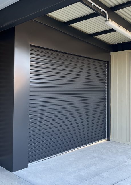Black roller garage door